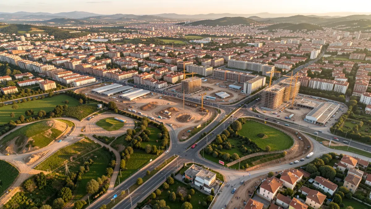 Vista aérea de Piera con obras municipales en curso.