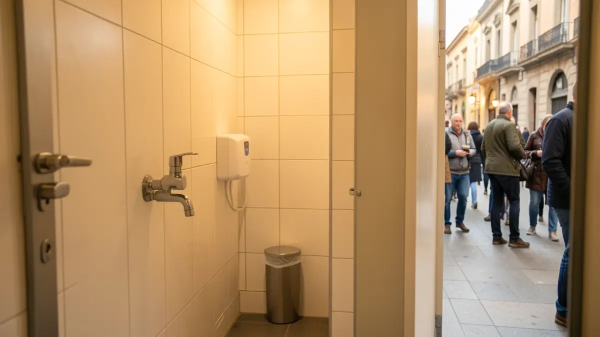 Lavabo públic a Piera adaptat per a la gestió menstrual.