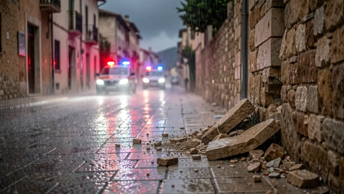 Carrers del municipi afectats per les pluges intenses amb despreniments i talls de circulació.