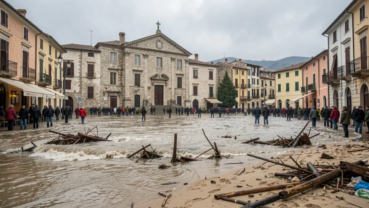 Imatge genèrica d'una plaça inundada per pluges torrencials.