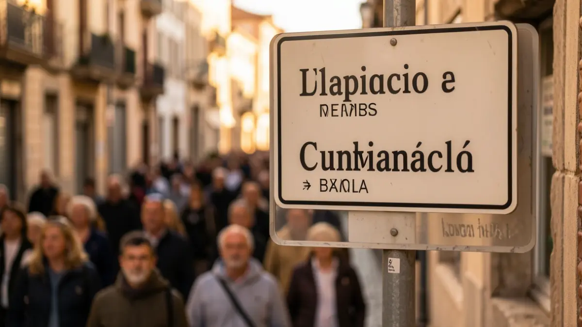 Imatge genèrica de noms de carrers en un senyal, amb llum càlida d'una tarda.
