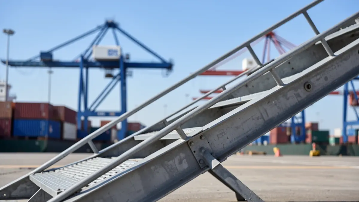 Rampa industrial en un moll del Port de Tarragona amb contenidors al fons.