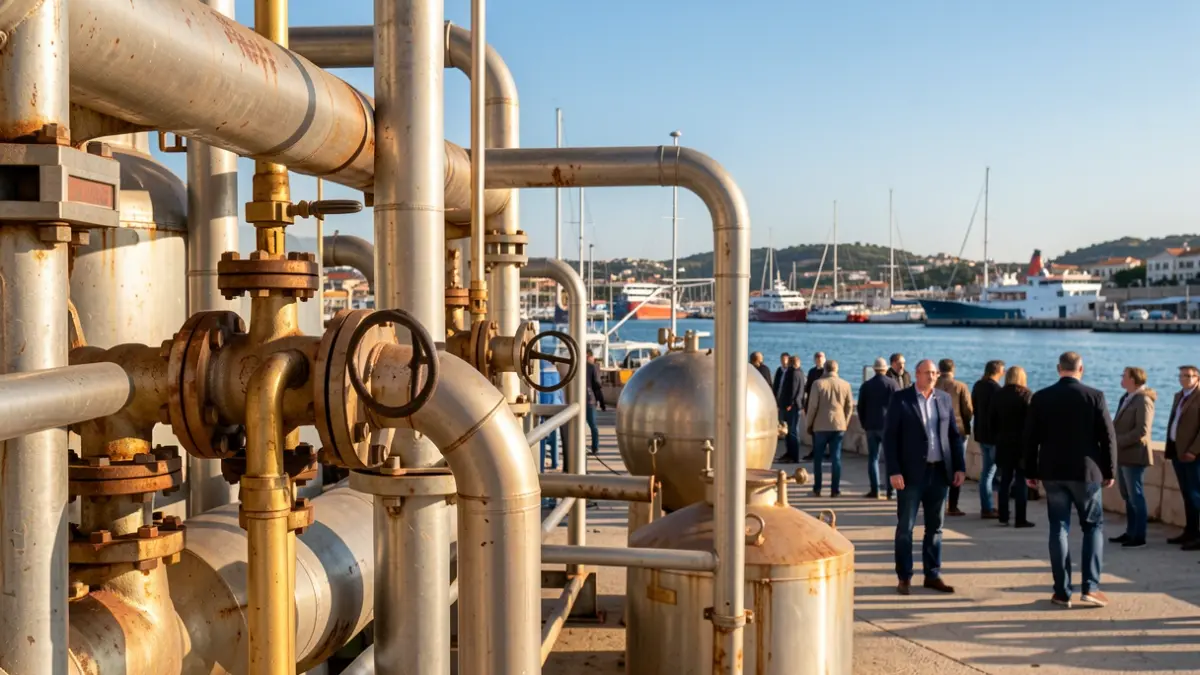 Imatge genèrica d'infraestructures portuàries relacionades amb l'emmagatzematge d'energia.