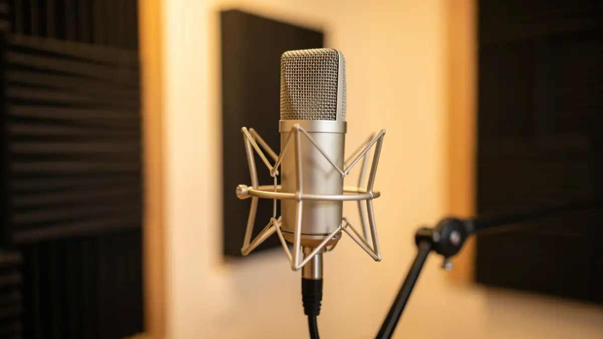 Radio microphone in a studio.