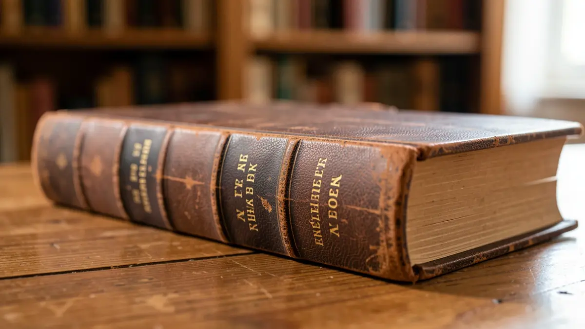 Imatge genèrica d'un llibre antic obert sobre una taula de fusta.