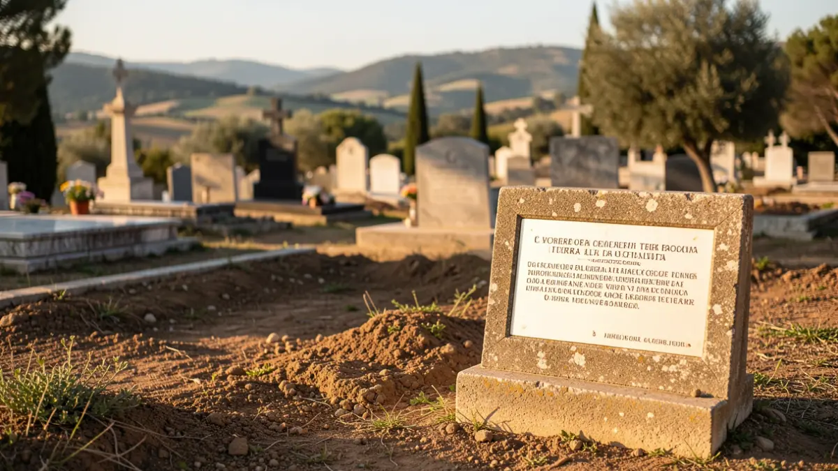 Imatge genèrica: amb un plafó informatiu i una zona de sepultura.