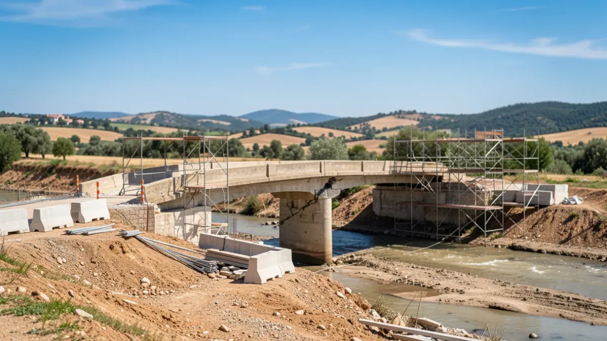 Imagen genérica de las tareas de reparación de un puente después de unas inundaciones.