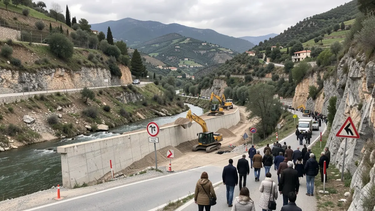 Generic image of road construction with heavy machinery and diversion signs.