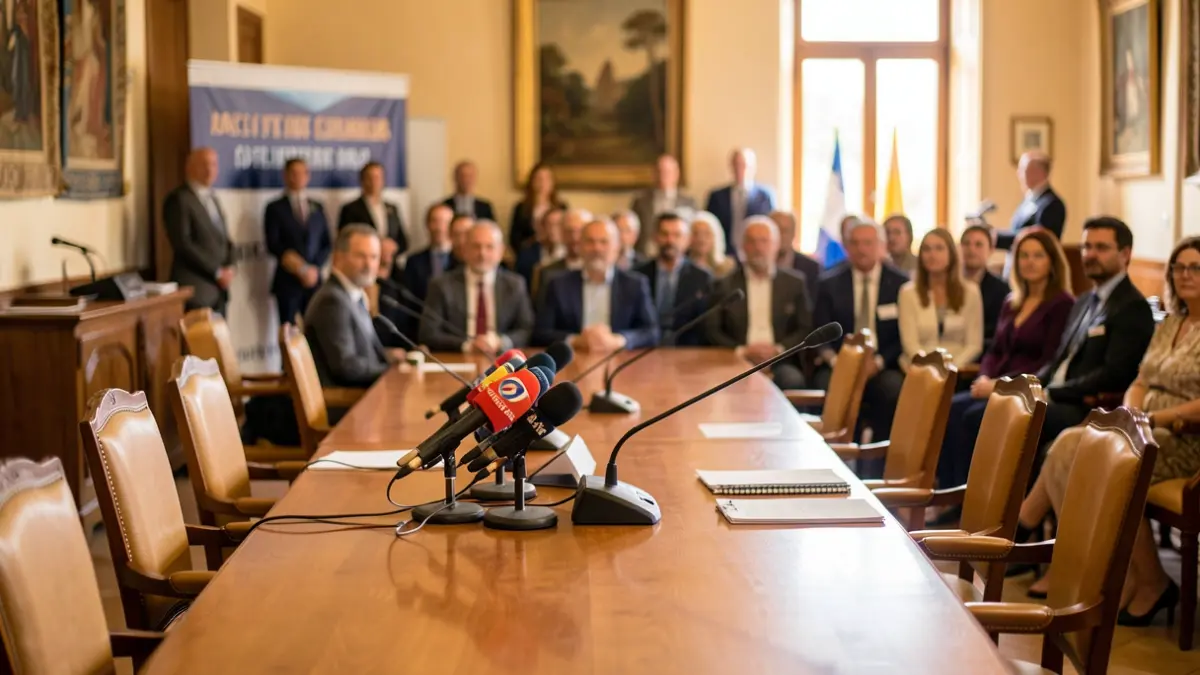 Sala de premsa de l'Ajuntament de Reus durant la presentació del Festival COS 2026.
