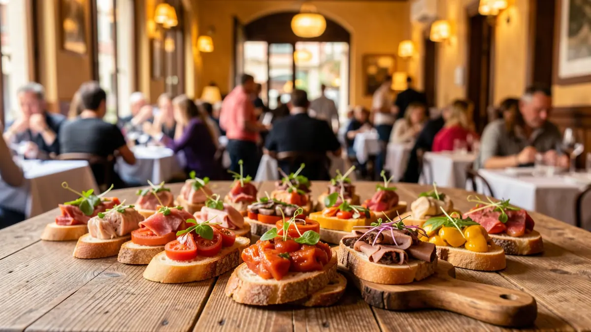 Generic image of assorted tapas served in a cozy restaurant setting.