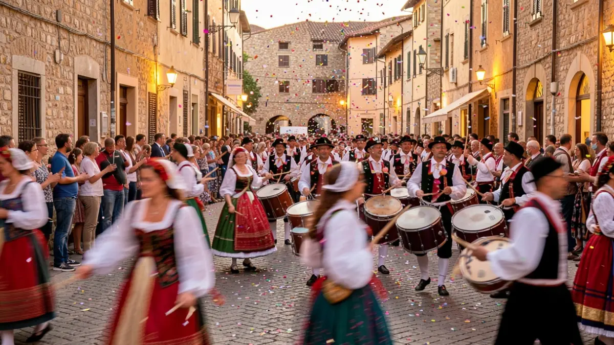 Ambient festiu d'una cercavila amb batucada a Rubí.