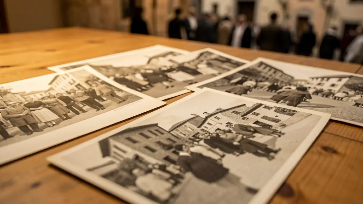 Fotografías antiguas de Rubió y Maçana sobre una mesa de madera.