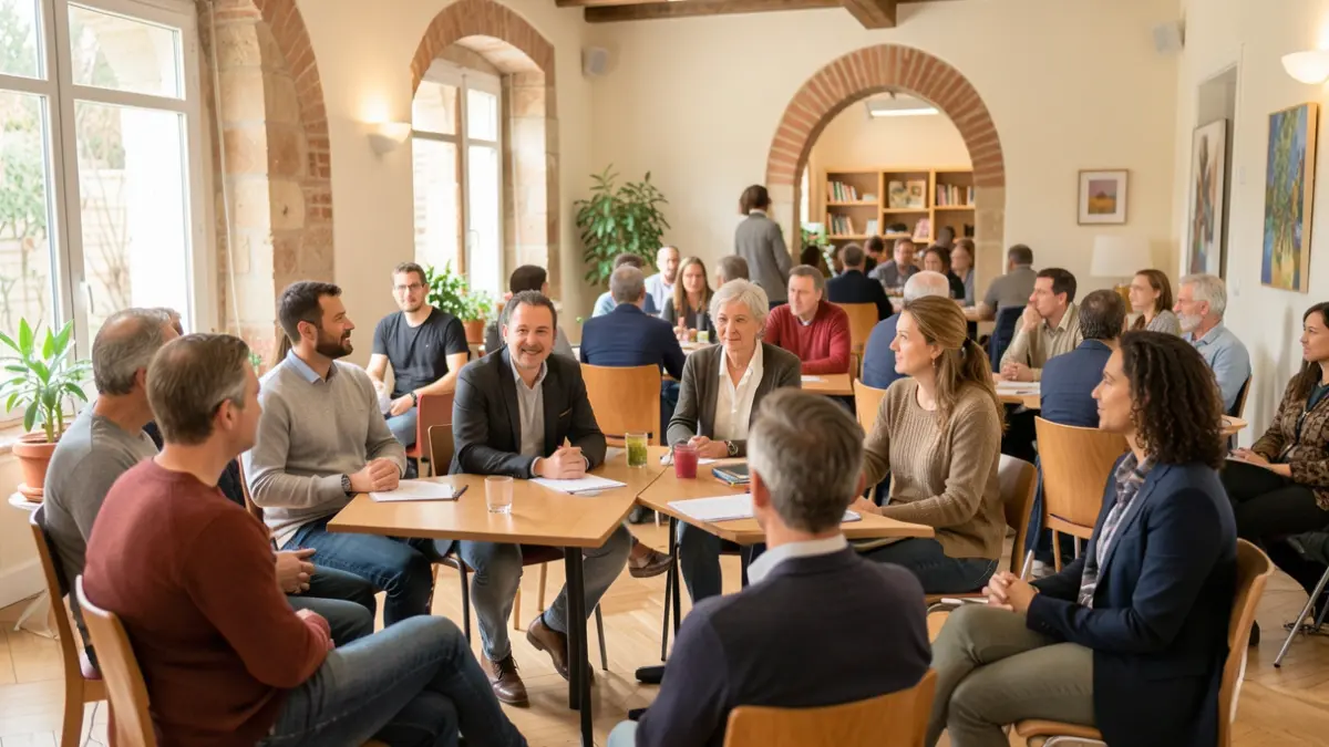 Imatge genèrica de persones diverses participant en una jornada sobre salut mental comunitària.