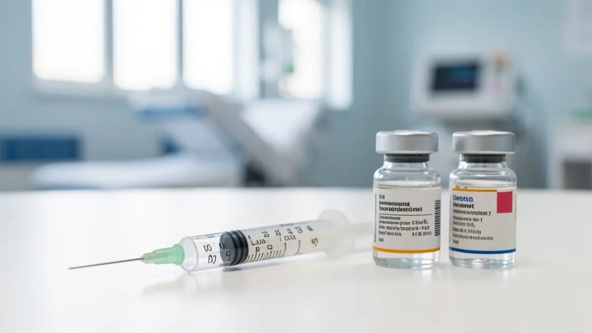 Generic image of a medical syringe and vials.