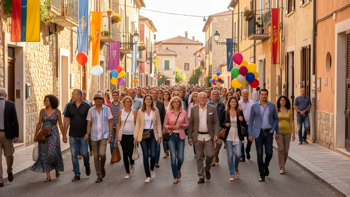 Generic image of a solidarity march in a Mediterranean city.