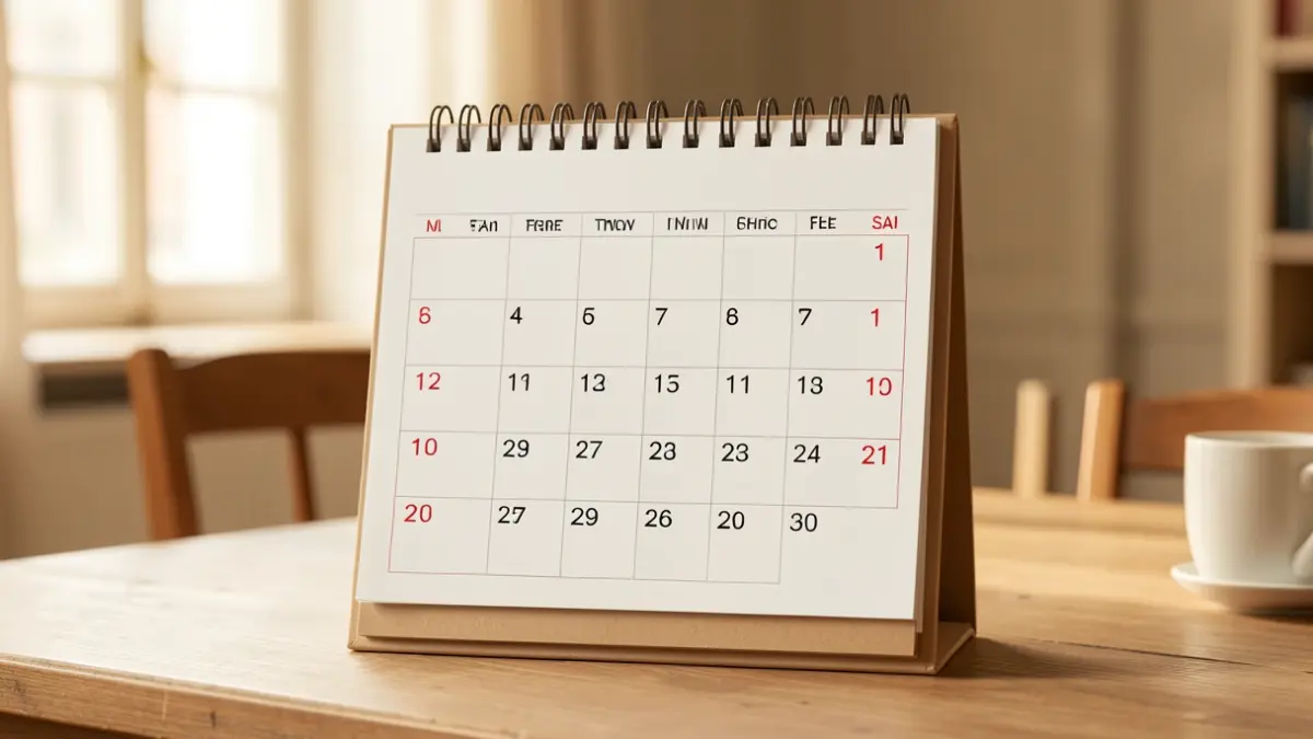 Generic image of a calendar with highlighted dates, representing commercial opening days.
