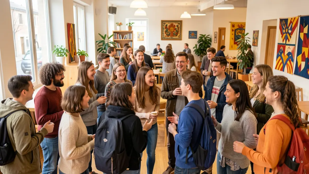 Imatge genèrica de joves de diverses nacionalitats participant en un intercanvi cultural.
