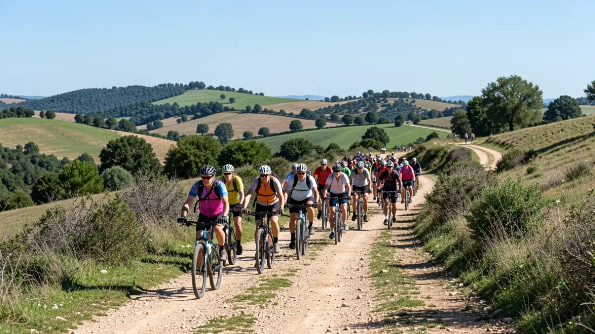 Imatge genèrica de participants en una activitat esportiva a l'aire lliure en un entorn rural.