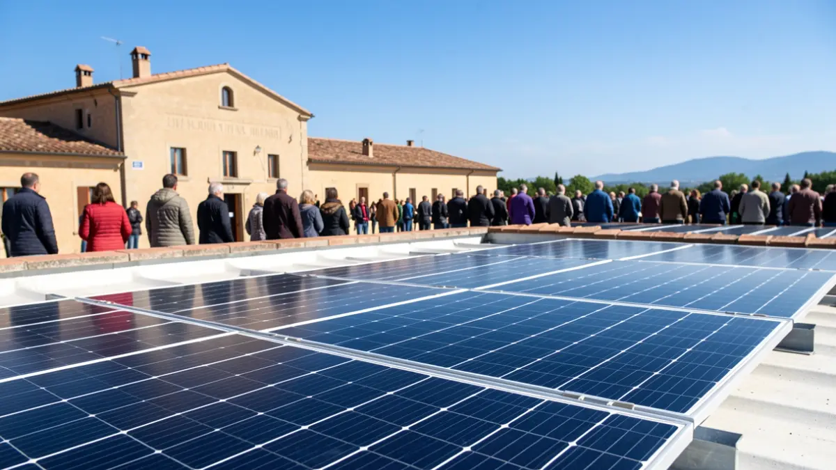 Imagen genérica de placas solares instaladas en la cubierta de un edificio municipal.