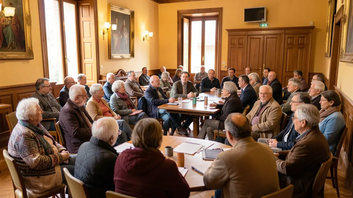 Diverse people participating in the presentation of the Municipal Accessibility Council in Santa Coloma de Cervelló.