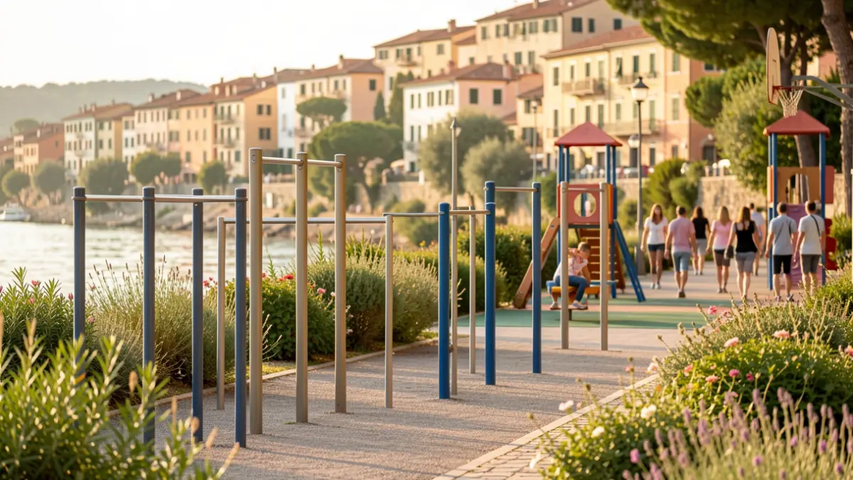 Propuesta ganadora para el Paseo del Río en Sarrià de Ter, con espacios deportivos, infantiles y naturales.