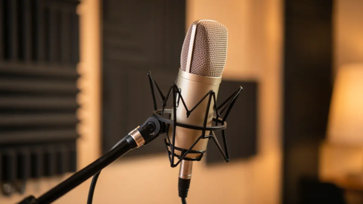 Micròfon de ràdio en un estudi.