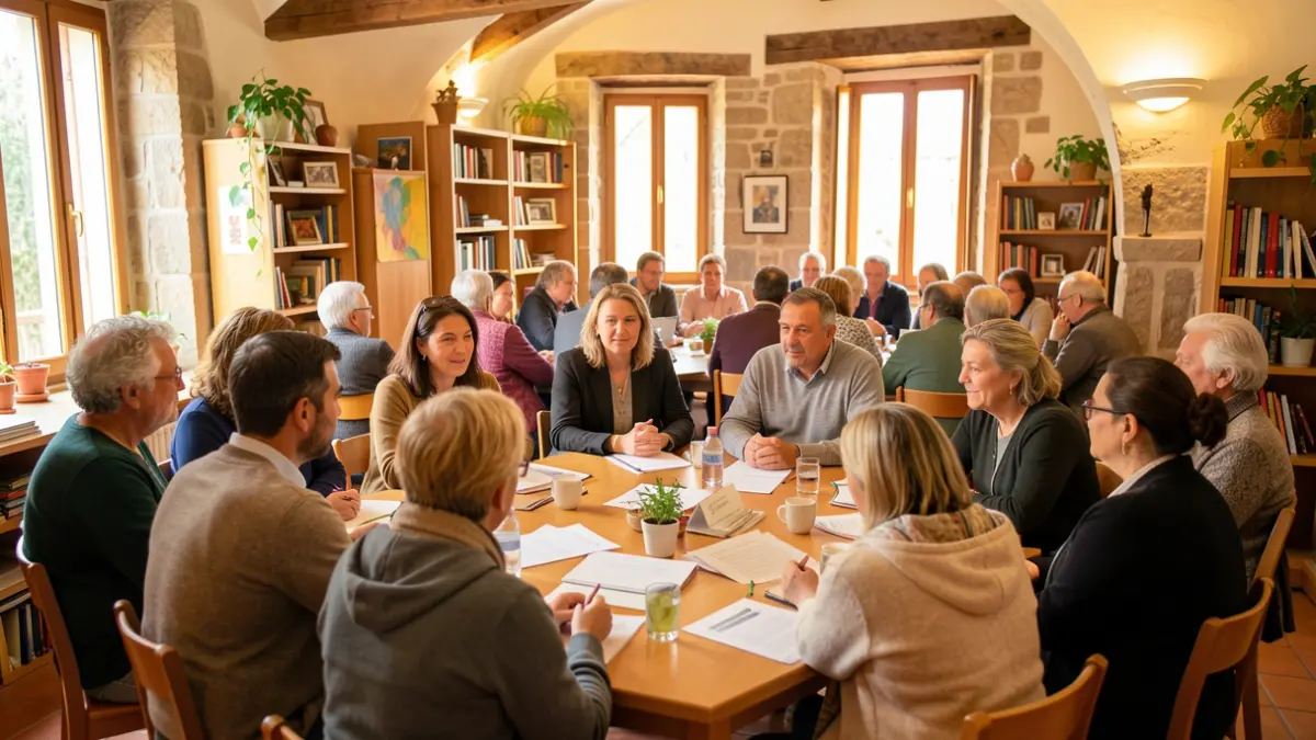 Generic image of people participating in a language awareness session in a community center.