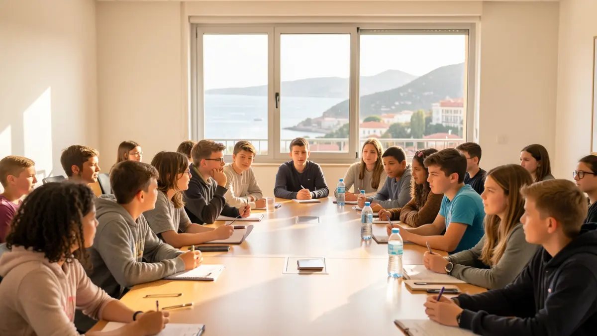 Imatge genèrica de nens i adolescents participant en una reunió municipal a Catalunya.