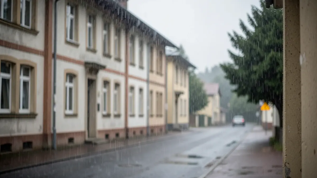 Imatge genèrica de pluja intensa sobre una escola.