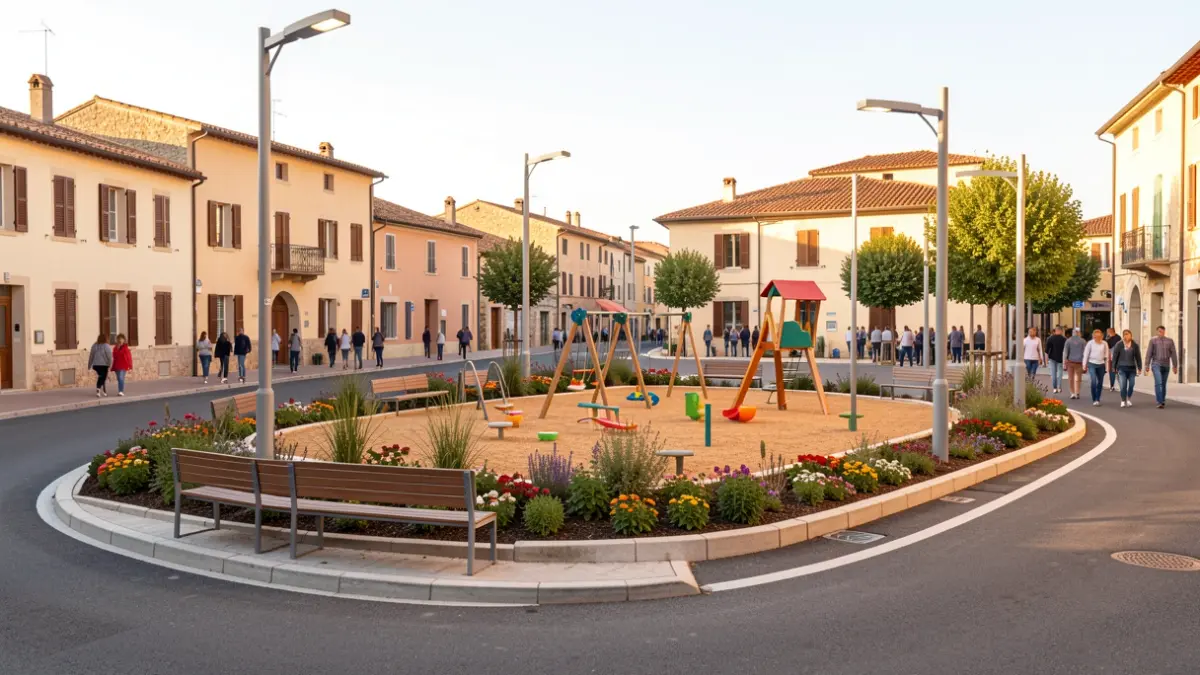 Remodelació de la plaça d'Europa a Tàrrega amb nova zona infantil i pacificació del trànsit davant l'escola.