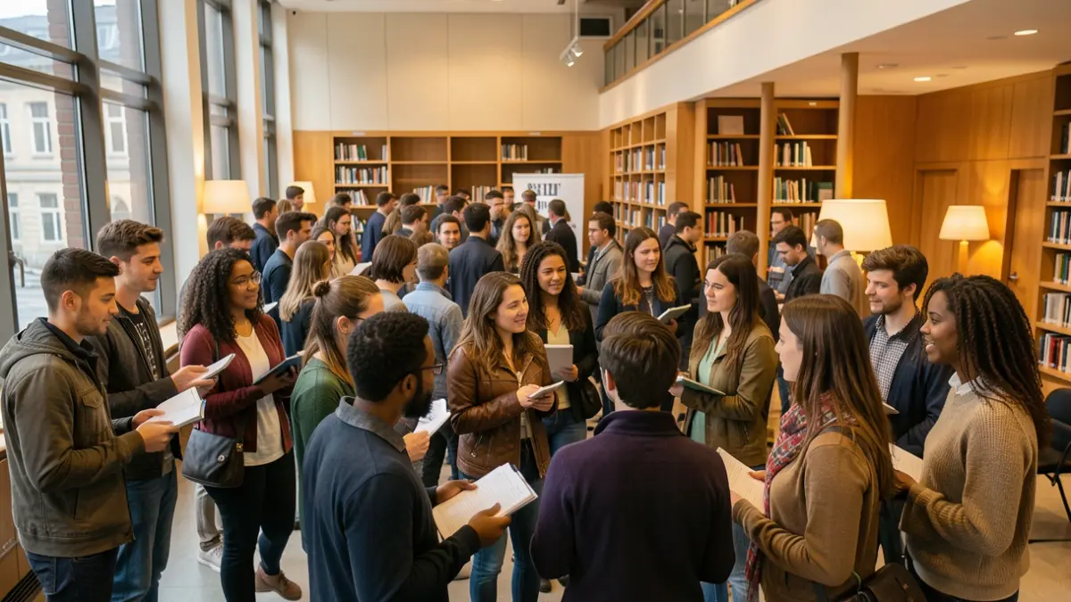 Diverse international students celebrating their welcome at TecnoCampus.