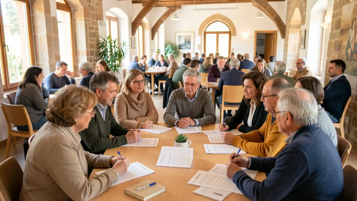 Veïns i veïnes de Teià participant en una consulta ciutadana per al pla de comunicació municipal.