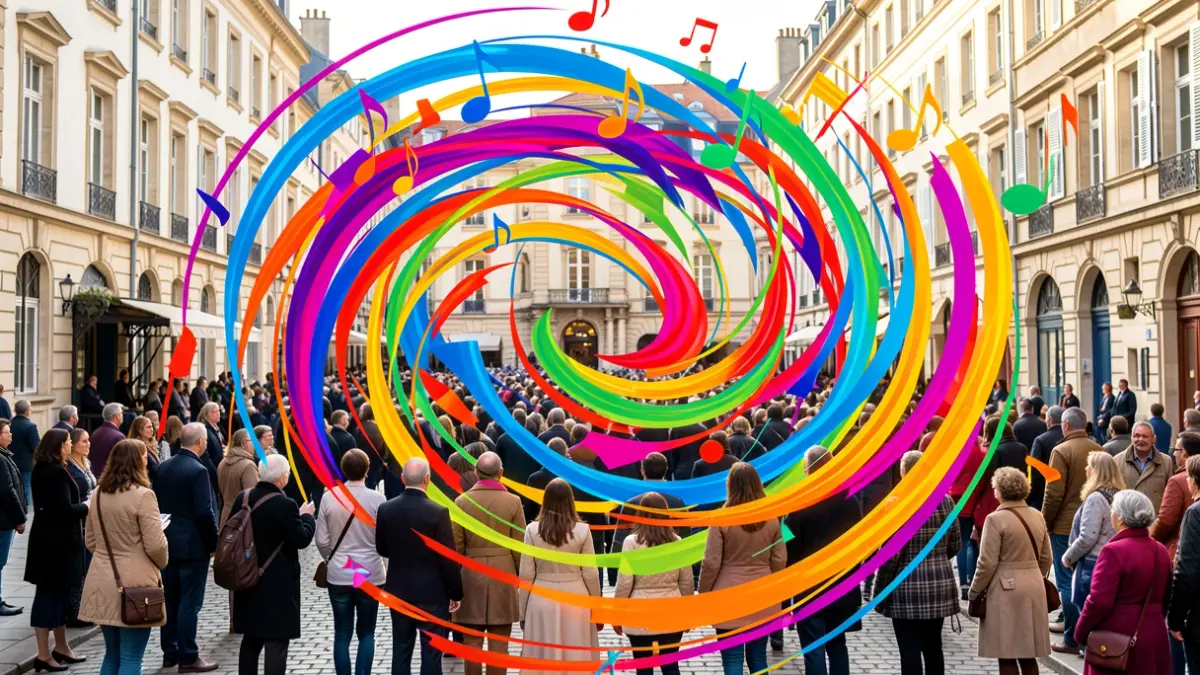 Imatge genèrica d'elements abstractes que representen música i ritme.