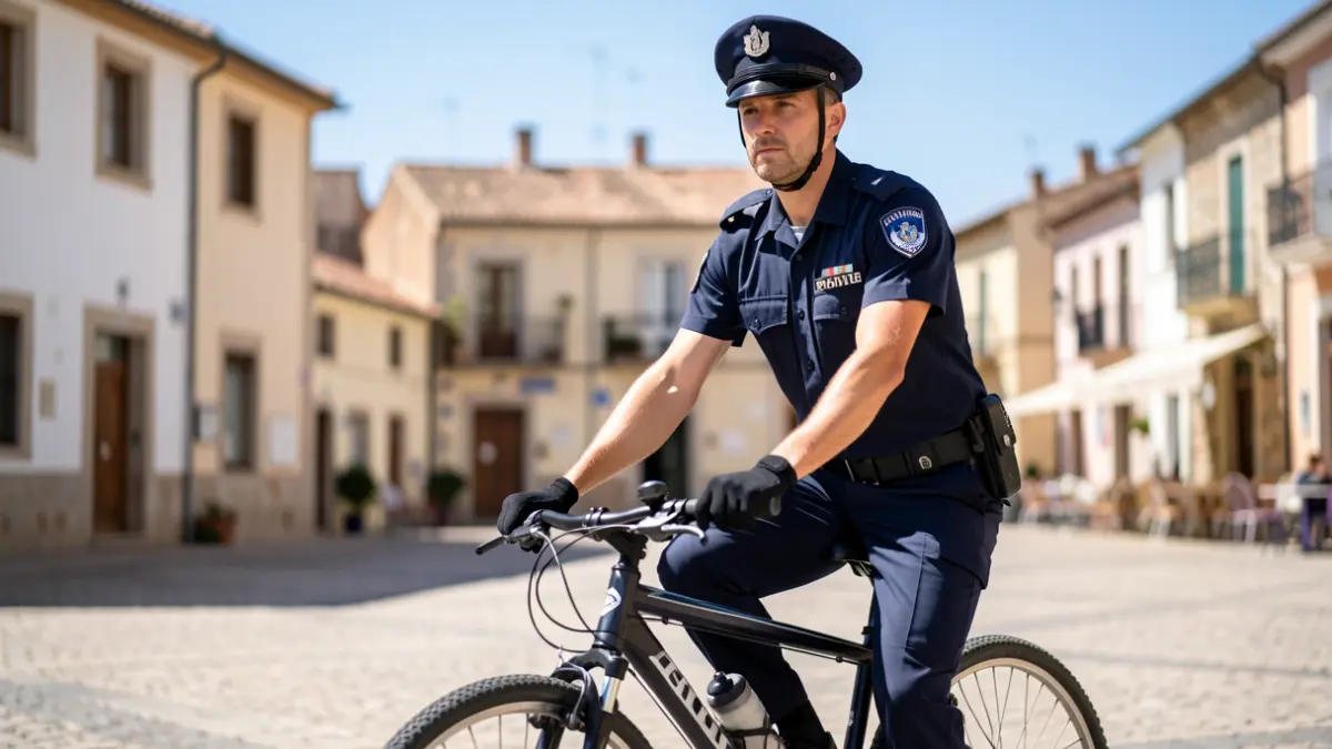 Agent de la Policia Local de Torredembarra controlant ciclistes i VMP.