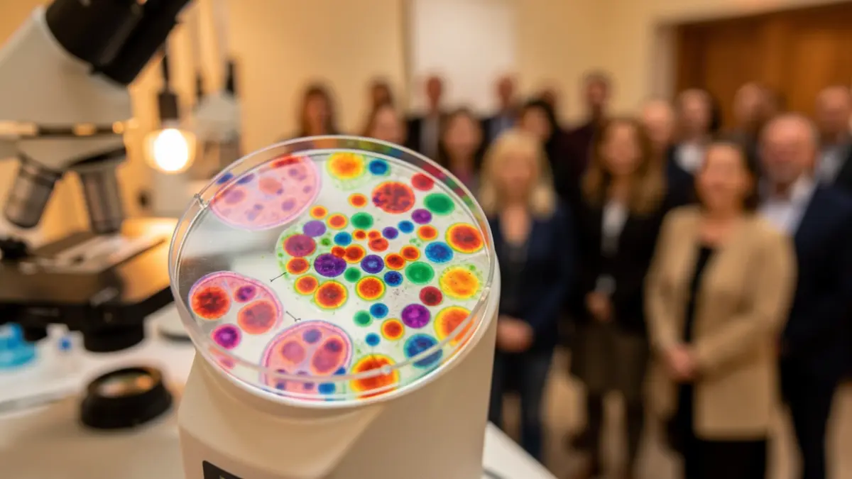Imatge d'un microscopi amb cèl·lules de melanoma.