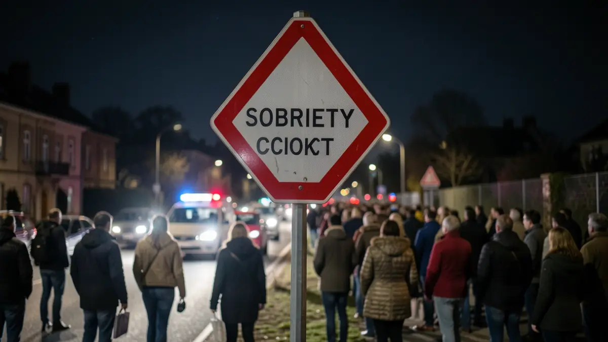 Generic image of a nighttime road safety checkpoint.