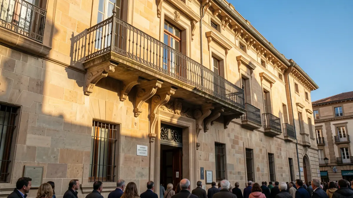 Fachada de l'Ajuntament de Viladamat amb balcó i cel blau.