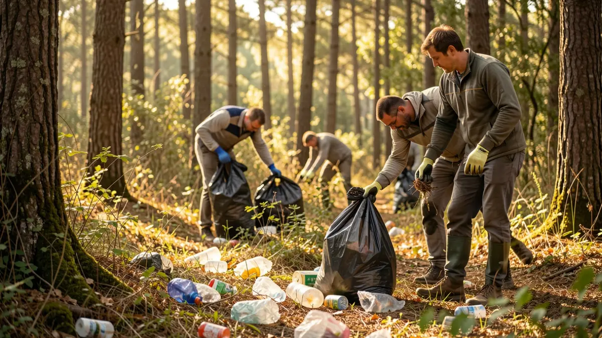Volunteers cleaning forests in Sant Cebrià de Vallalta.